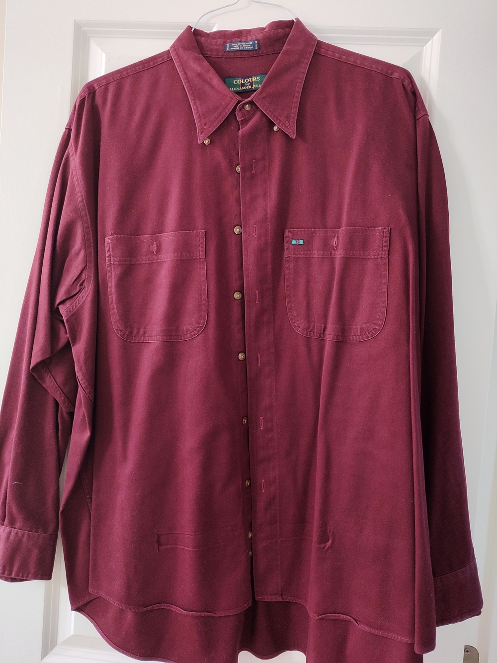 Alexander Julian Men's Burgundy Button-Down Shirt with Dual Chest Pockets